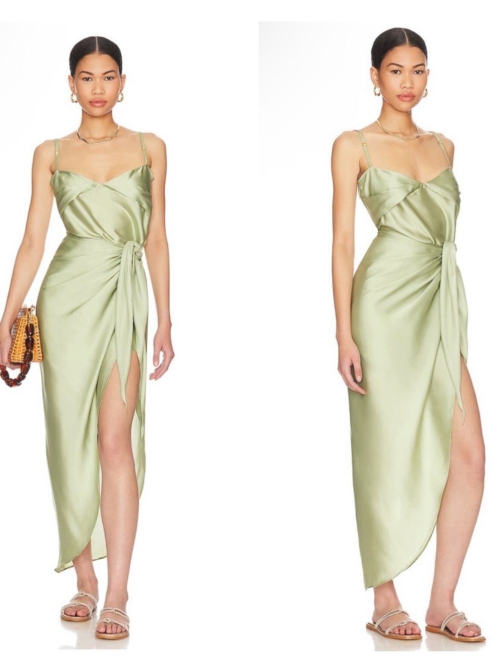 Baobab Selma Dress in Grape Green Asymmetrical Wrap Maxi Small S